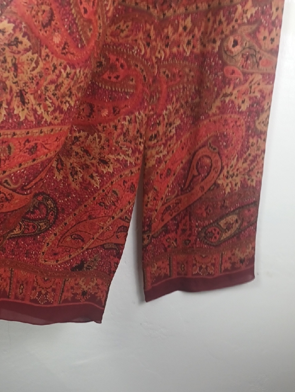Anthracite 100% Silk Paisley Maxi Skirt Boho Gypsie Carefree Style - Picture 3 of 15